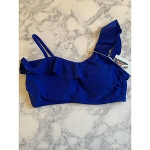 Cillet bikini top royal blue size M one shoulder ruffle top